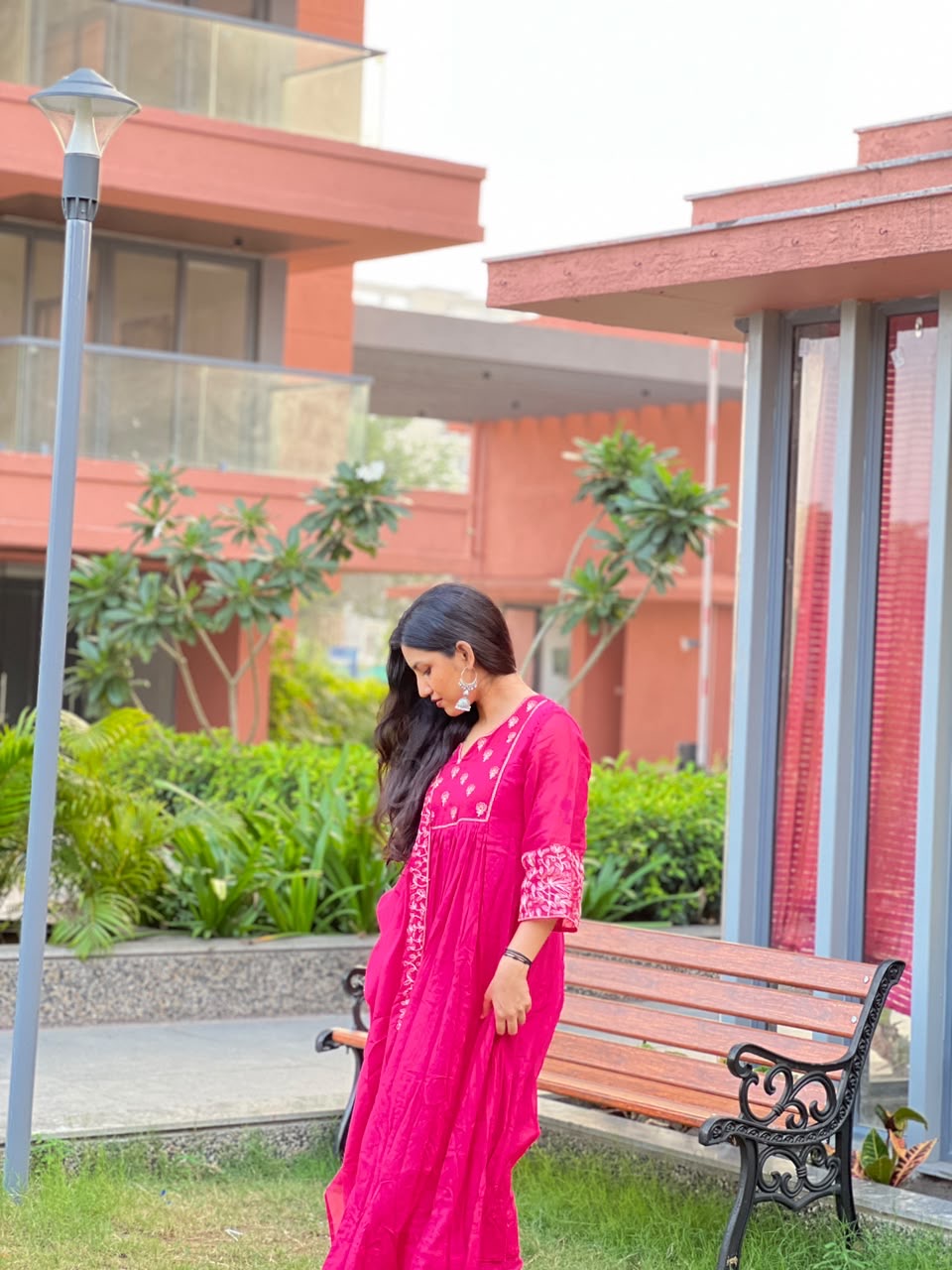 PINK MUL COTTON ANARKALI SET